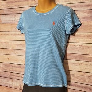 Ralph Lauren White and Blue Striped T-shirt